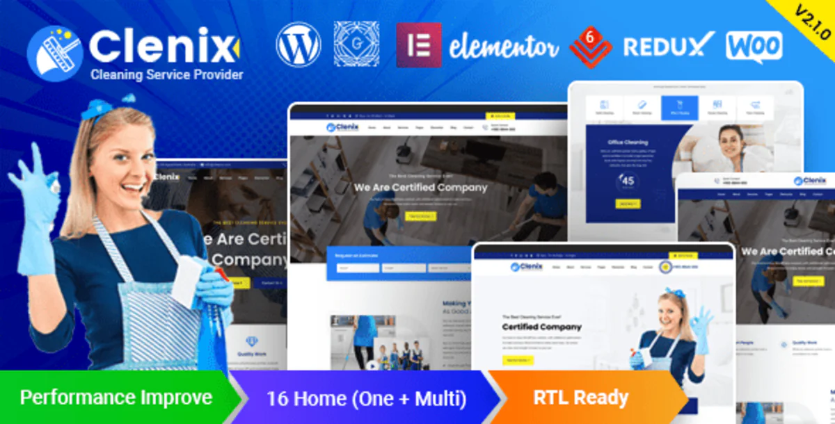 Clenix x – Cleaning Services WordPress Themes 1